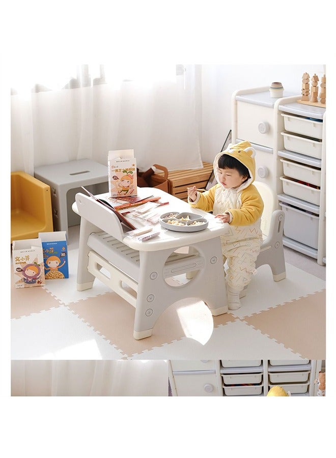 Kids Table Chairs Set, Ergonomic Children Toddler Study Activity Table and Chair, Multifunctional Desk Chair with Storage for for Children Reading,Drawing,Eating,Studying