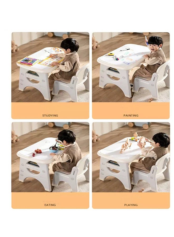 Kids Table Chairs Set, Ergonomic Children Toddler Study Activity Table and Chair, Multifunctional Desk Chair with Storage for for Children Reading,Drawing,Eating,Studying