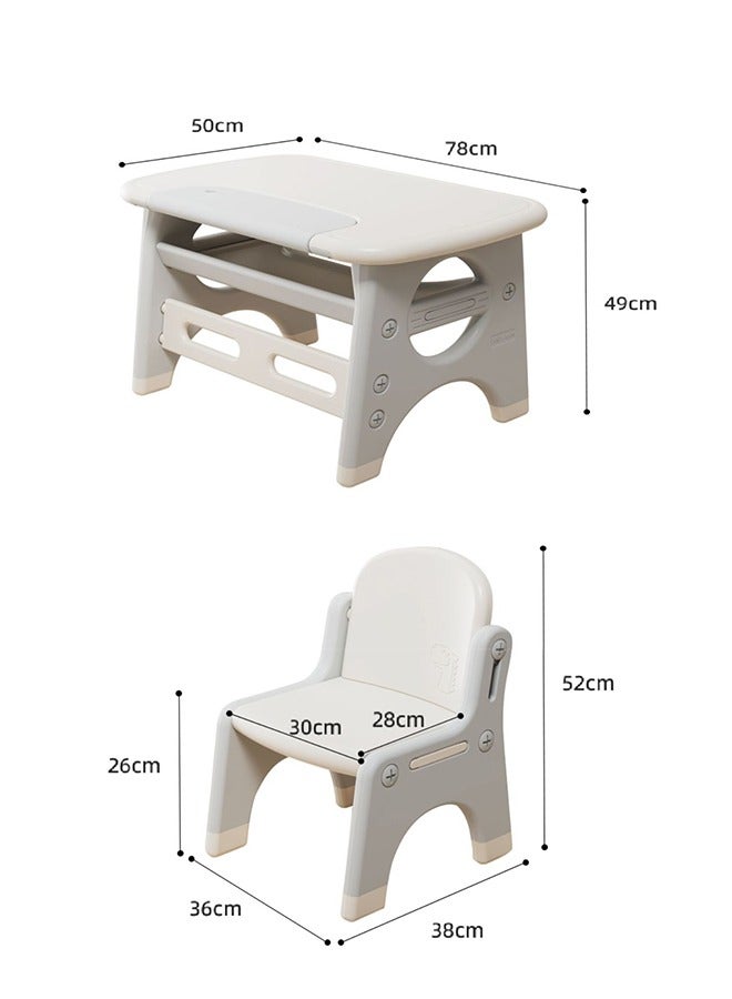 Kids Table Chairs Set, Ergonomic Children Toddler Study Activity Table and Chair, Multifunctional Desk Chair with Storage for for Children Reading,Drawing,Eating,Studying