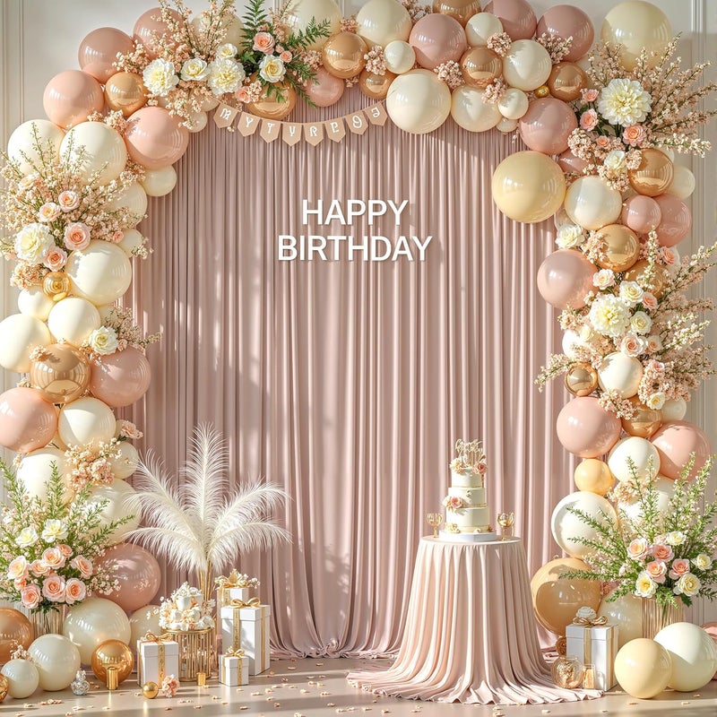 PARTISKY 16x10FT Nude Backdrop Curtains for Wedding Parties, Wrinkle Free Polyester Photography Backdrop Drapes for Wedding Baby Shower Birthday Parties Stage Background Stand Decorations 4x10ft,4 Panels - Image 3