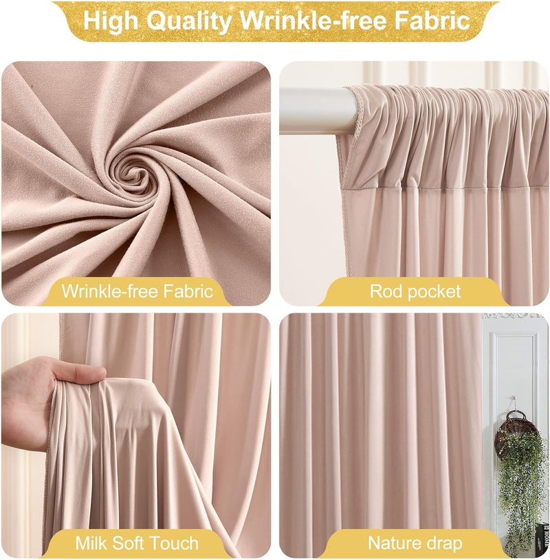 PARTISKY 16x10FT Nude Backdrop Curtains for Wedding Parties, Wrinkle Free Polyester Photography Backdrop Drapes for Wedding Baby Shower Birthday Parties Stage Background Stand Decorations 4x10ft,4 Panels - Image 2