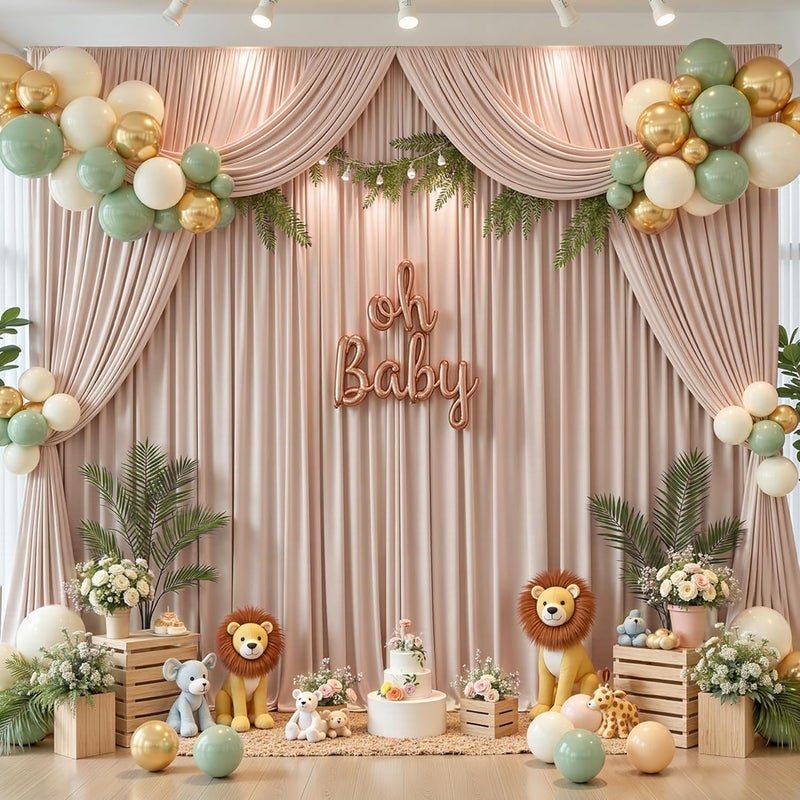 PARTISKY 16x10FT Nude Backdrop Curtains for Wedding Parties, Wrinkle Free Polyester Photography Backdrop Drapes for Wedding Baby Shower Birthday Parties Stage Background Stand Decorations 4x10ft,4 Panels - Image 5