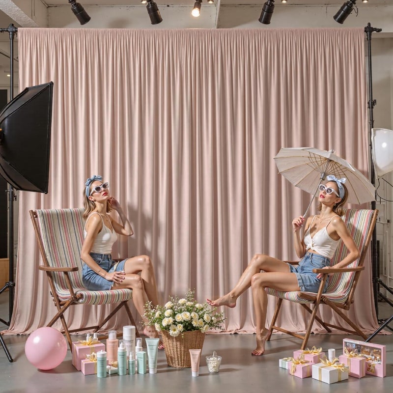 PARTISKY 16x10FT Nude Backdrop Curtains for Wedding Parties, Wrinkle Free Polyester Photography Backdrop Drapes for Wedding Baby Shower Birthday Parties Stage Background Stand Decorations 4x10ft,4 Panels - Image 4
