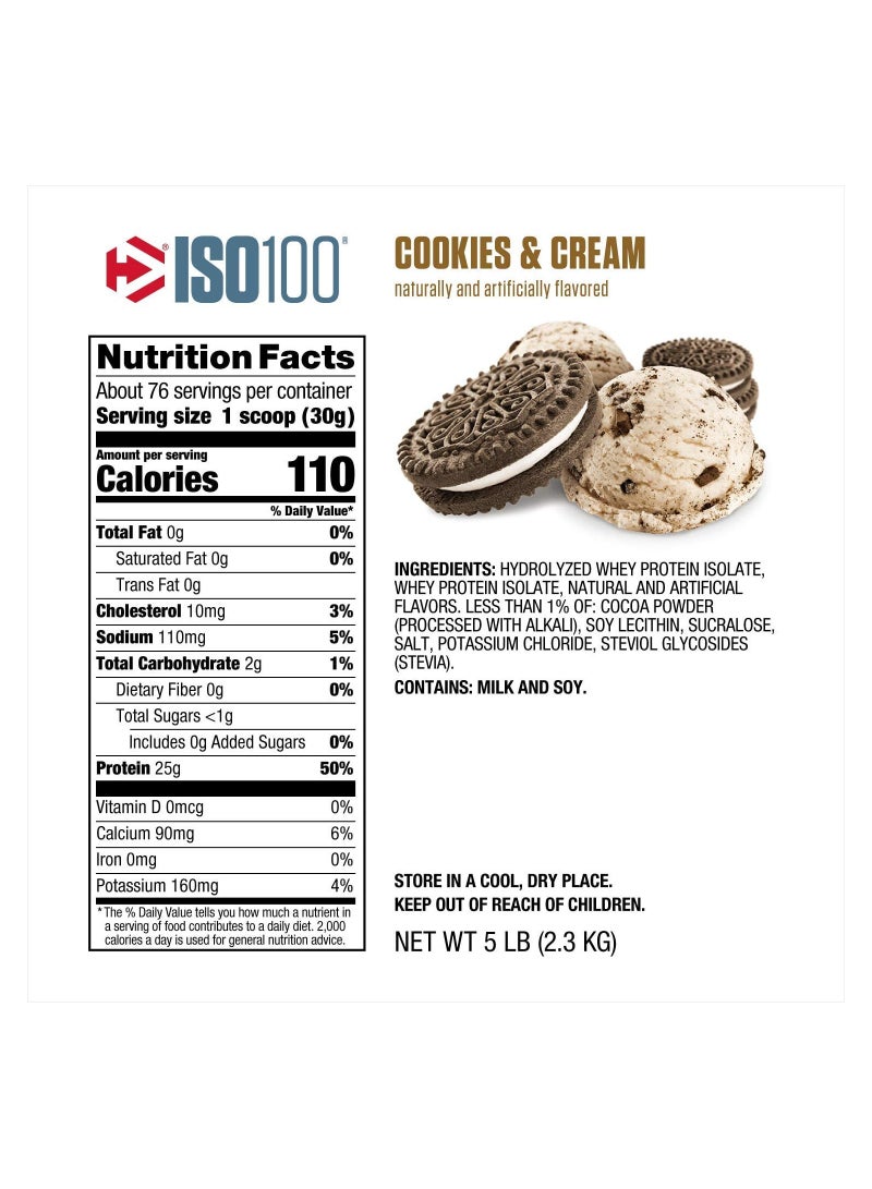 Dymatize Iso100  Cookies And Cream  5Lb - Image 3