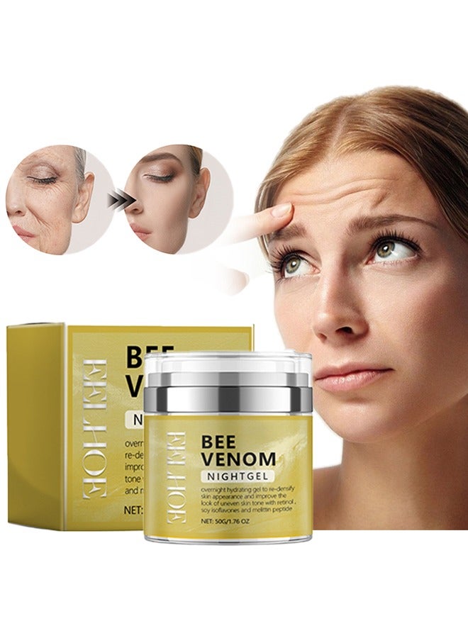 EELHOE Bee Venom Night Gel,Anti-Aging Bee Venom Facial Gel Moisturizer,Anti-Wrinkle Cream,Firming Face Cream,Facial Moisturizer with Collagen and Hyaluronic Acid,Anti-Wrinkle Reduce Fine Lines - Image 1