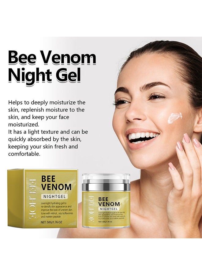EELHOE Bee Venom Night Gel,Anti-Aging Bee Venom Facial Gel Moisturizer,Anti-Wrinkle Cream,Firming Face Cream,Facial Moisturizer with Collagen and Hyaluronic Acid,Anti-Wrinkle Reduce Fine Lines - Image 4