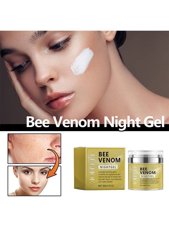 EELHOE Bee Venom Night Gel,Anti-Aging Bee Venom Facial Gel Moisturizer,Anti-Wrinkle Cream,Firming Face Cream,Facial Moisturizer with Collagen and Hyaluronic Acid,Anti-Wrinkle Reduce Fine Lines - Image 2