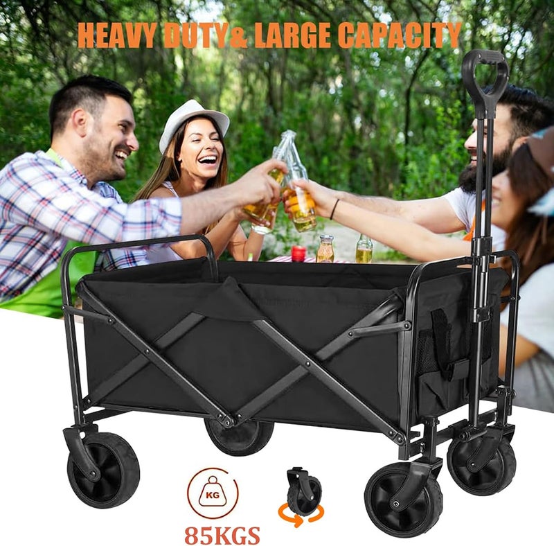 MANYUK عربة متعددة الاستخدامات قابلة للطي، عربة محمولة قابلة للطي متينة مع حاملين للمشروبات، عربة قابلة للطي للهواء الطلق للرياضة والتسوق والتخييم والشاطئ - Image 2