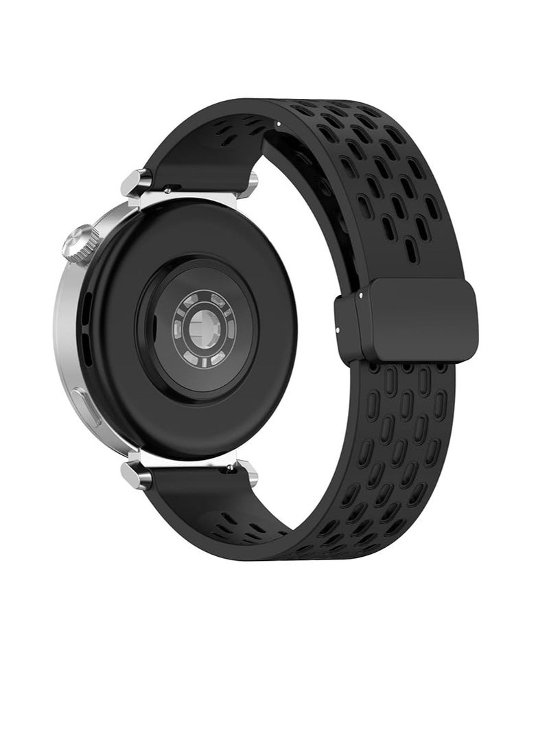 Replacement Adjustable Wristbands 18mm Compatible with Huawei Watch GT5 Pro 42mm/GT5 41mm/GT4 41mm Soft Silicone Wrist with Quick Release Fold Strap Smart Watch Accessories(Black) - Image 2