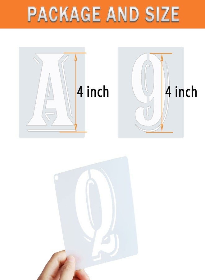 ASMPIO 4 Inch Letter Stencils Symbol Numbers Craft Stencils, 42 Pcs Reusable Plastic Alphabet Templates for Painting on Wood, Wall, Fabric, Rock, Glass, Signage, DIY Art Projects - Image 2