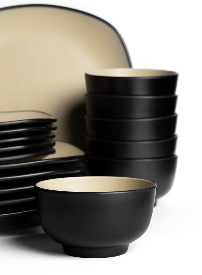 Master Gold 18 Piece Square Dinner Set Perfect for 6 Person Premium Melamine Unbreakable Dishwasher Safe | Melamine Plates Set with Matte Finish | Food Grade Melamine Dinner Set (Beige, 18 Pieces) - Image 2