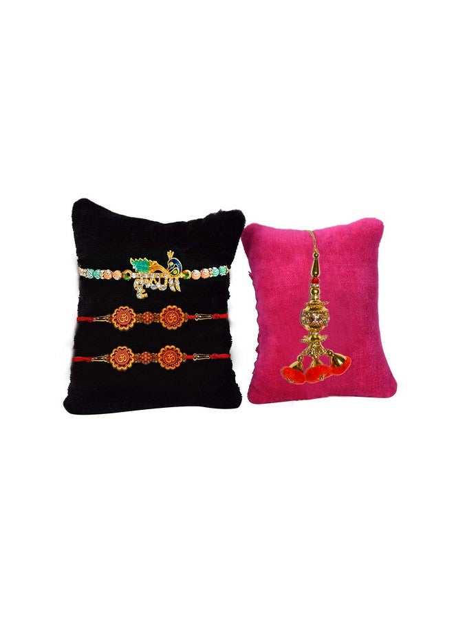 Collectible India Rakhi Gift for Brother and Bhabhi,Rakshabandhan Gifts Combo for Brother Set - Rakhi for Rakshabandhan Gifts for Bhaiya Bhabhi - Ganesh Idol Showpiece, Lumba Rakhi, Krishna Rakhi - Image 4