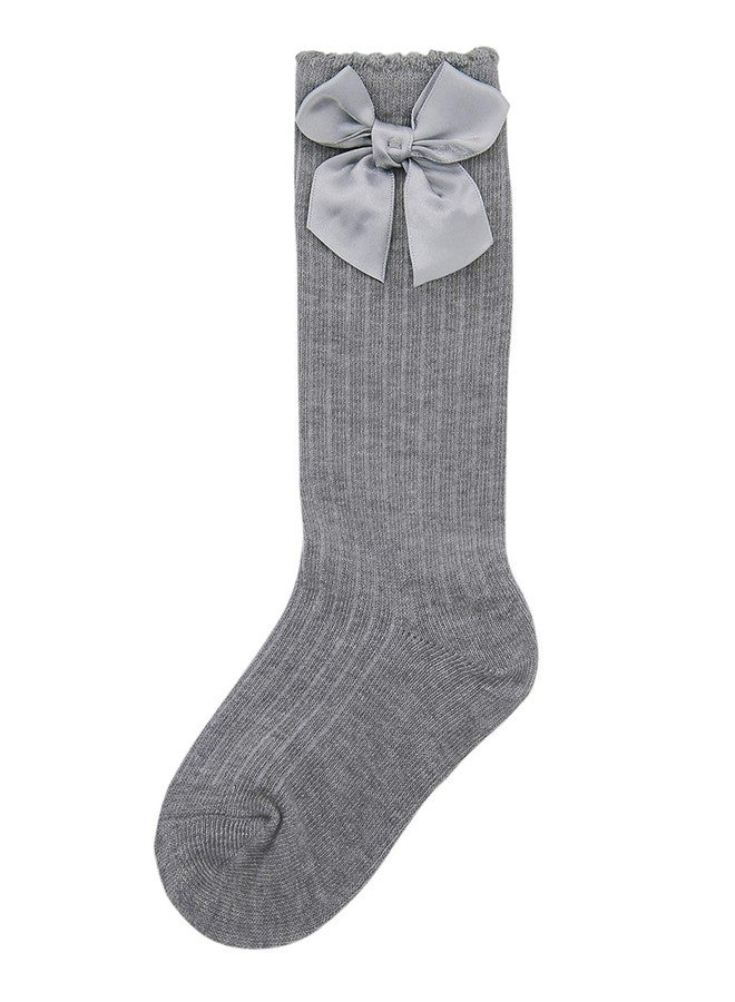Azue Baby Girl Knee High Socks Newborn Infant Cotton Cable Knit Stockings Unisex Baby Long Socks Toddler Sock Tights 5 Pairs Candy Bow 0-12 Months - Image 2
