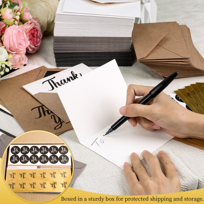 UZLU 600 PCS Thank You Cards with Envelopes Matching Stickers Thank You Notes Bulk 4x6 Inch Minimalistic Design for Business Baby Shower Wedding Small Business Graduation Bridal Shower Funeral Mixed - Image 5