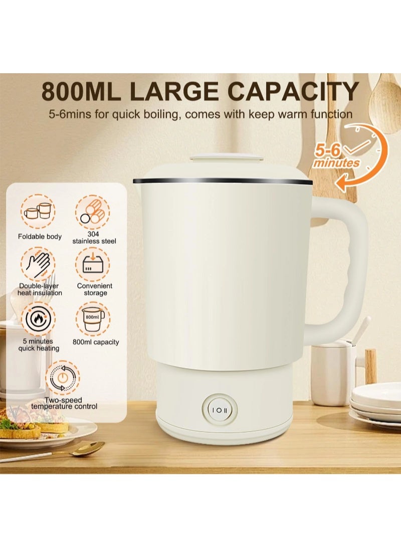 inston 4 in 1 Electric Kettle,0.8L Portable Kettle with Two Temperature Modes for Cooking, Tea, Eggs,5Mins Fast Boiling,600W Stainless Steel Kettle with Detachable Base for Camping, Travel,and Office - Image 3