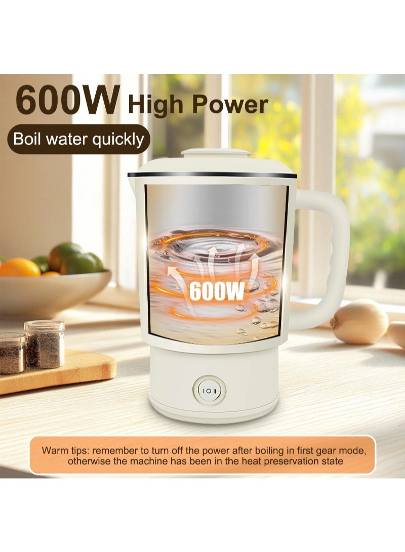 inston 4 in 1 Electric Kettle,0.8L Portable Kettle with Two Temperature Modes for Cooking, Tea, Eggs,5Mins Fast Boiling,600W Stainless Steel Kettle with Detachable Base for Camping, Travel,and Office - Image 2