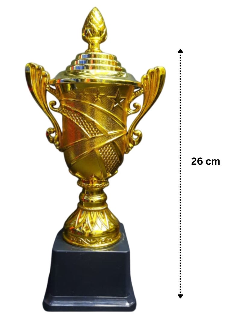 سبال مجموعة من 3 جوائز ذهبية بمقاس 26/23/21 سم مع قاعدة بلاستيكية سوداء | جوائز مميزة 216A - Image 2