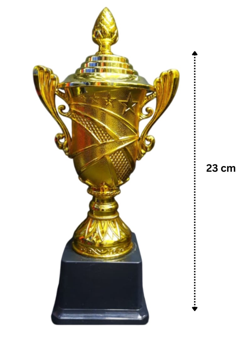 سبال مجموعة من 3 جوائز ذهبية بمقاس 26/23/21 سم مع قاعدة بلاستيكية سوداء | جوائز مميزة 216A - Image 3