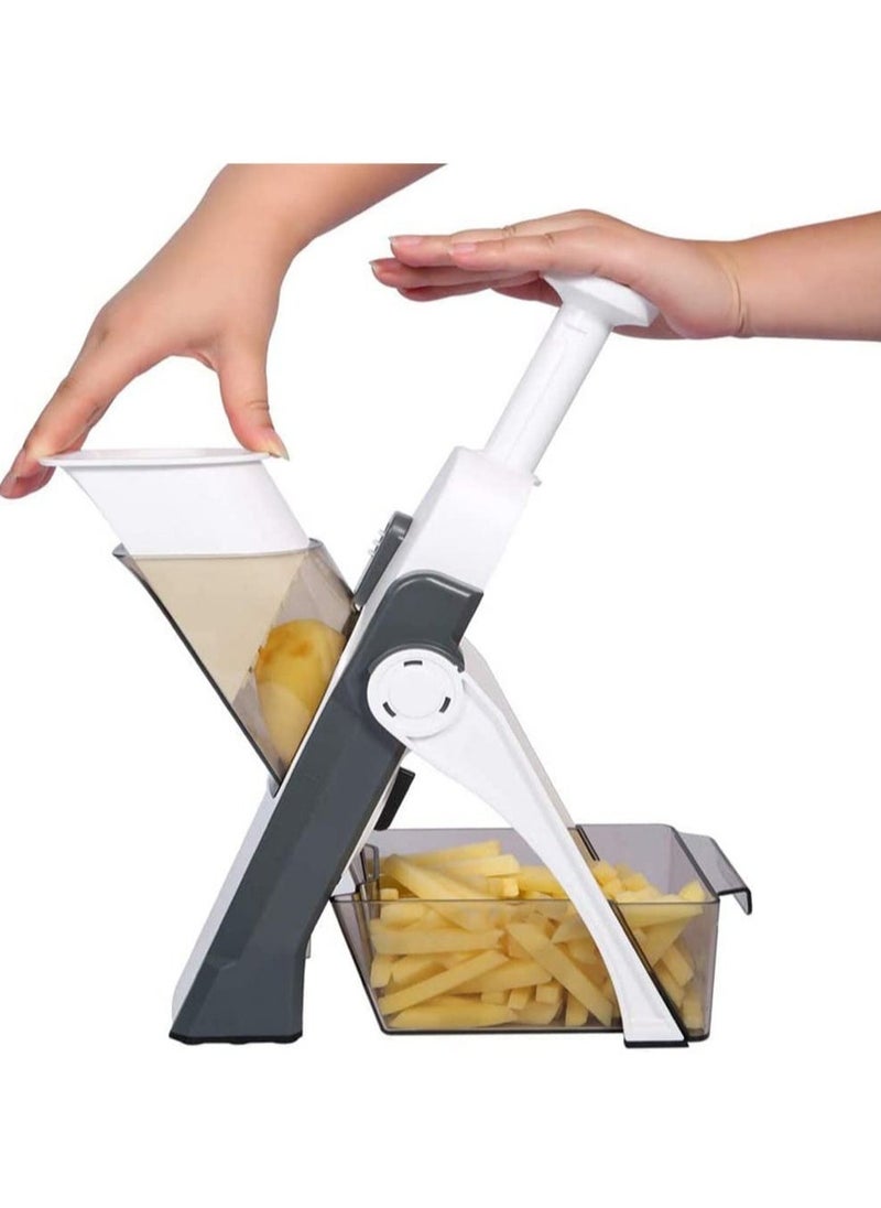 Raxoom Vegetable Cutter Safe Mandoline Slicer TikTok Adjustable Vegetable Chopper Multi purpose Food Vegetable Slicer for Kitchen Gray - Image 1