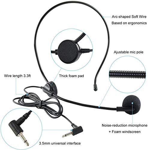 EXMAX Wired Headset Microphone, XLR Connectivity, 3.5mm Jack, Unidirectional Cardioid Polar Pattern, 270 Flexible Spinning Angle, Suitable for Stage Performance, Tour Guide, Market Promotion - Image 2