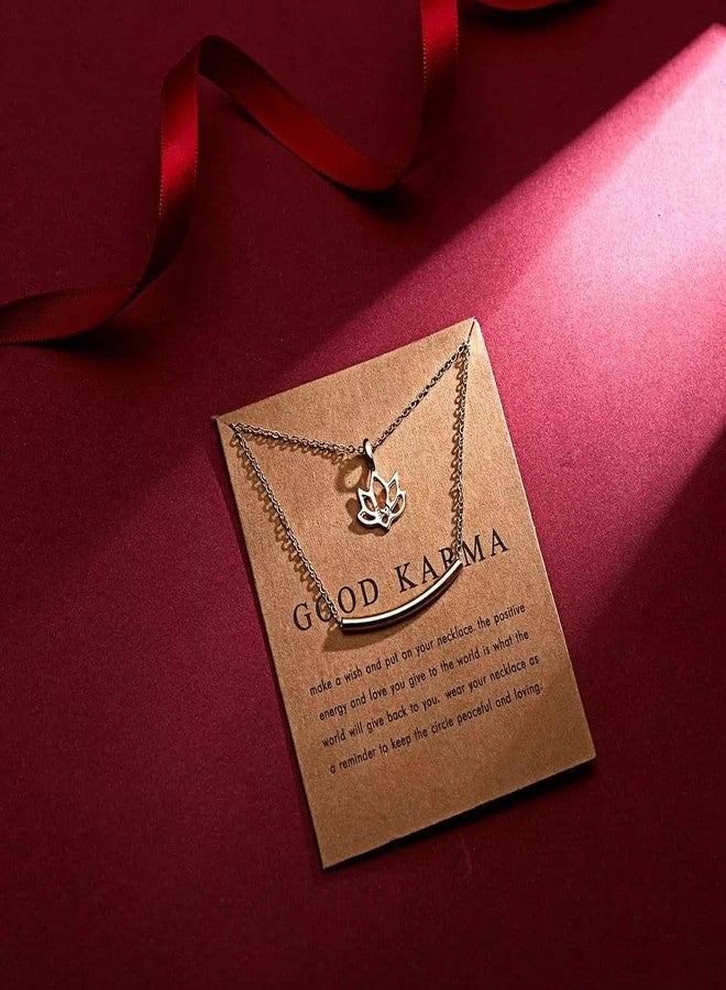 Pinapes Pearl, Karma & Good Vibes Pendant Necklace Set for Women and Girls - 5 Piece Inspirational Gift Combo - Image 2
