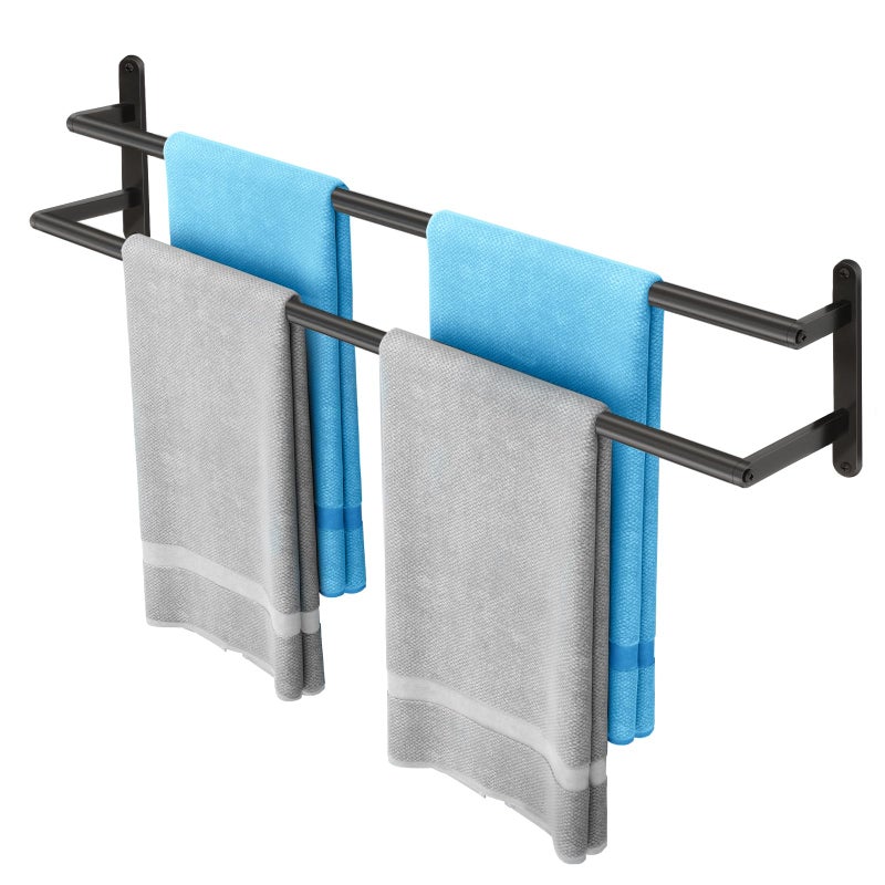 JIAPAIDUO 32Inch Double Towel Bar JIAPAIDUO Towel Rack for Bathroom Stainless Steel Double Bath Towel Bar Wall Mounted Towel Holder Matte Black - Image 2