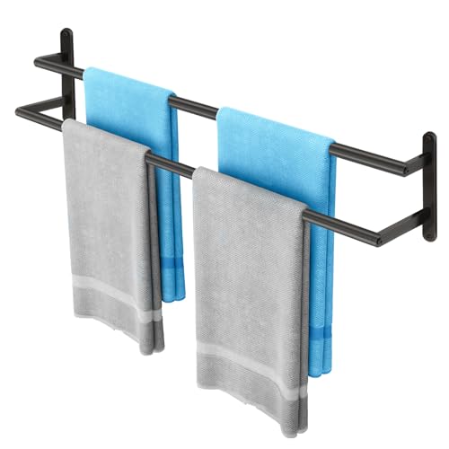 JIAPAIDUO 32Inch Double Towel Bar JIAPAIDUO Towel Rack for Bathroom Stainless Steel Double Bath Towel Bar Wall Mounted Towel Holder Matte Black - Image 1