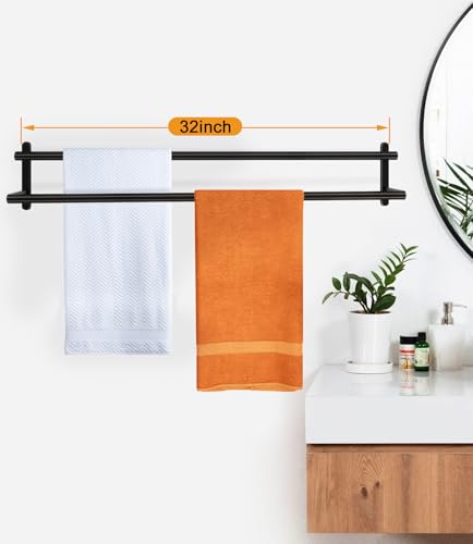 JIAPAIDUO 32Inch Double Towel Bar JIAPAIDUO Towel Rack for Bathroom Stainless Steel Double Bath Towel Bar Wall Mounted Towel Holder Matte Black - Image 3
