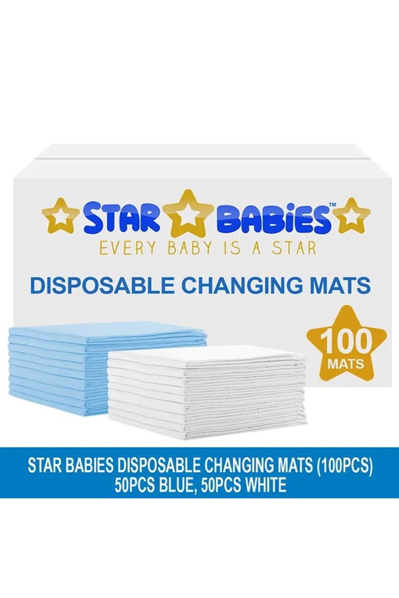 STAR BABiES نجوم الأطفال - حصائر تغيير قابلة للتصرف عبوة من 100 - أزرق/أبيض - Image 2