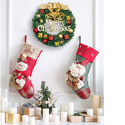 UDYR Christmas Wreath Reef for Front Door Window 13 Inch Pine Artificial Garland with Bowknot, Bells, Deer, Red Berries, Flower Gifts for Christmas Party Decor - Image 4