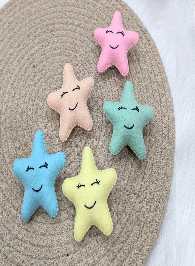 AGD Handmade Smiley Star Brooch Pins - Rainbow Colors - Birthday Return Gifts for Boys Girls, Kids Badges Brooches, Fashion Accessories for Baby (Fabric) (Pastel-5) - Image 2