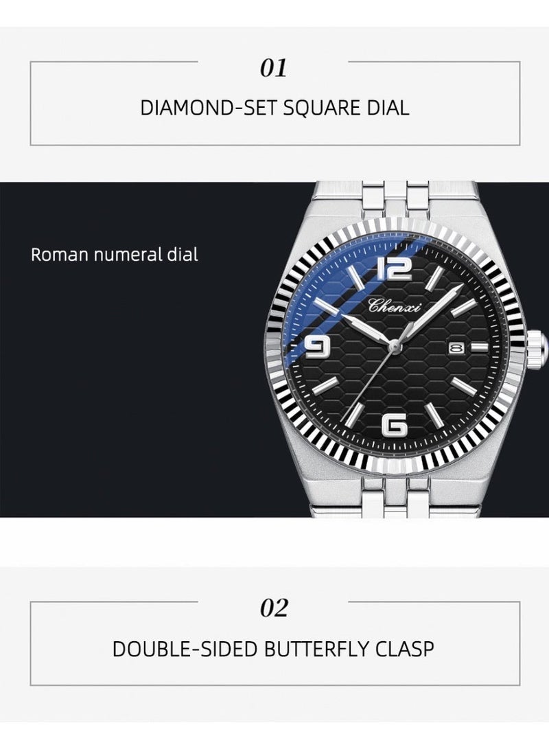 Chenxi Men’s Quartz Wrist Watch with Luxury Modern Design, Water Resistant, Scratch-Resistant Glass, Full Stainless Steel with Elegant Box - Image 5