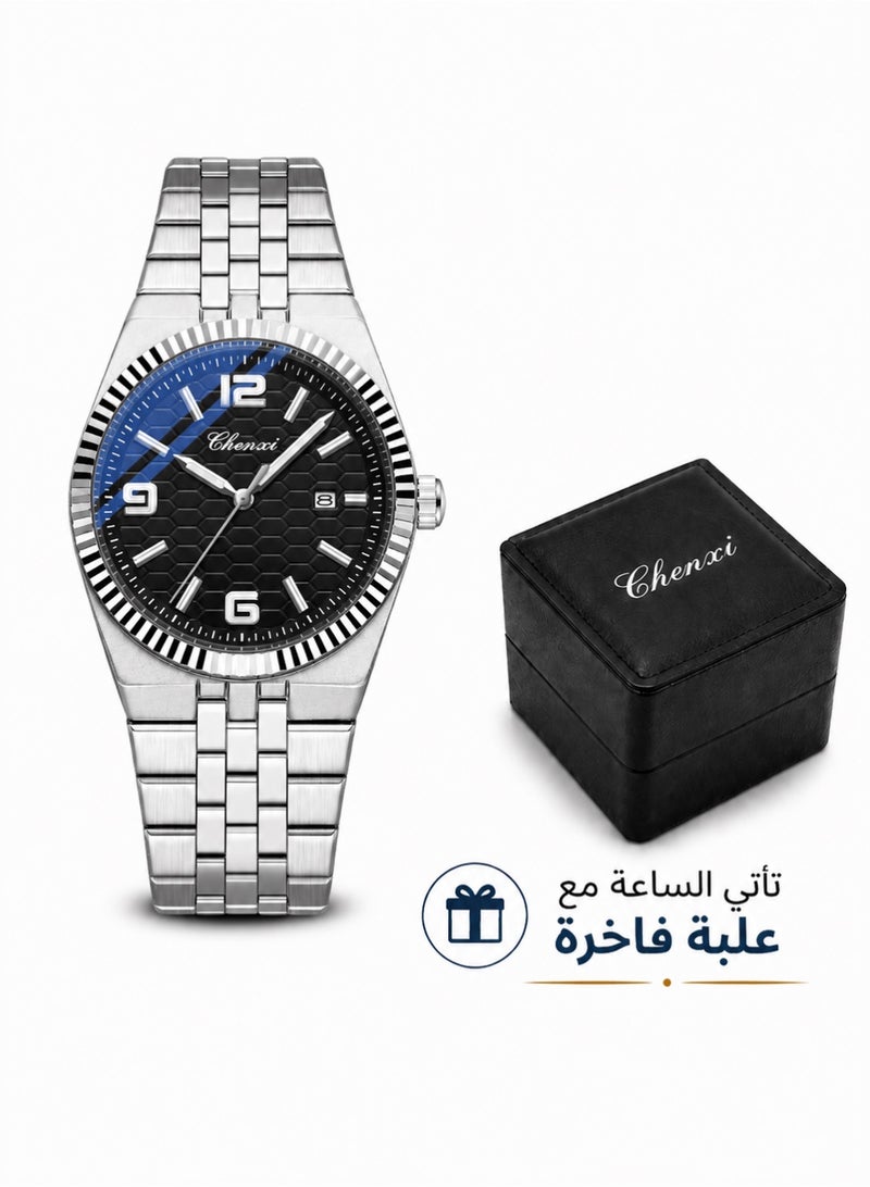Chenxi Men’s Quartz Wrist Watch with Luxury Modern Design, Water Resistant, Scratch-Resistant Glass, Full Stainless Steel with Elegant Box - Image 1