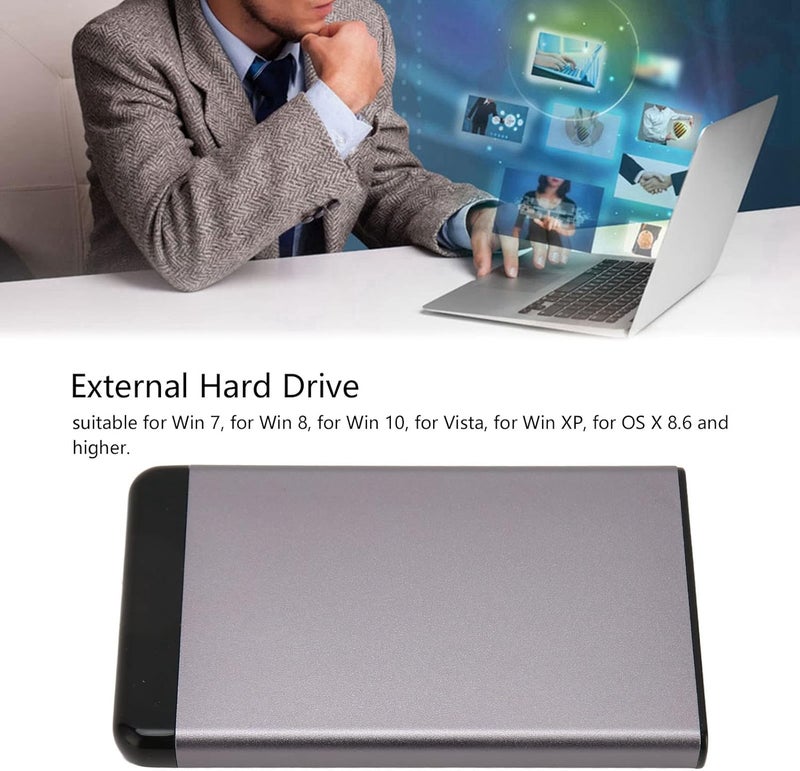 woobles Portable Hard Drive, Ultra Thin External Hard Drive 2.5 Inch for TV (320GB)-320GB Grey - Image 3
