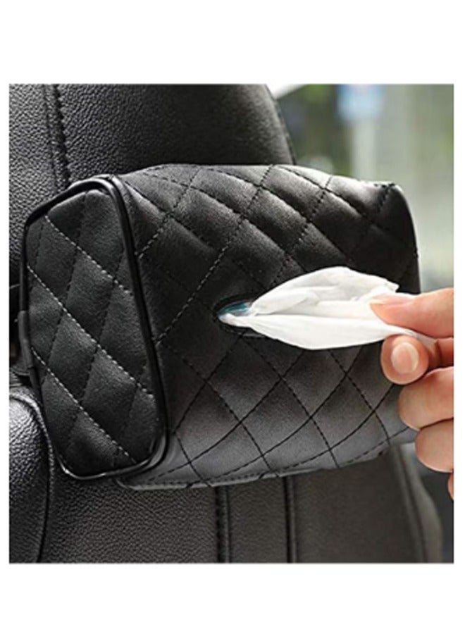 Generic Car Leather Tissue Holder for Car Back Seat Headrest Hanging Tissue Boxes Holder Case Multi-use Car Tissue Paper Holder - Image 1