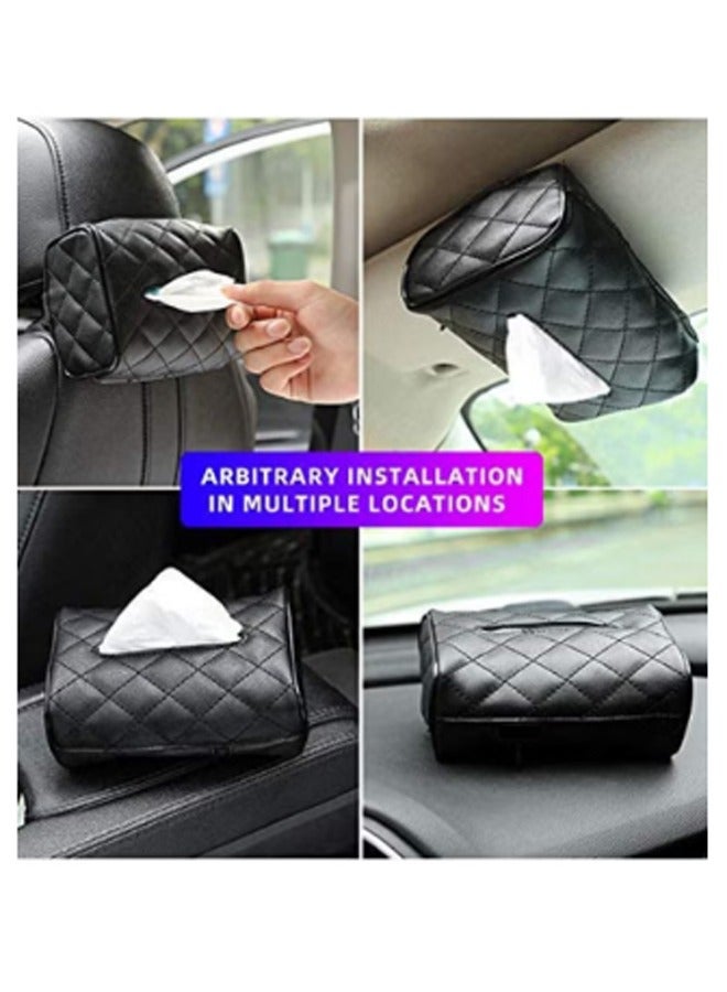 Generic Car Leather Tissue Holder for Car Back Seat Headrest Hanging Tissue Boxes Holder Case Multi-use Car Tissue Paper Holder - Image 2