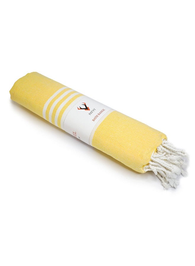 PATVY Cotton Bath Towel (Pack Of 1, Yellow), 152.4 Centimeters, 75 Centimeters, 90 TC - Image 1