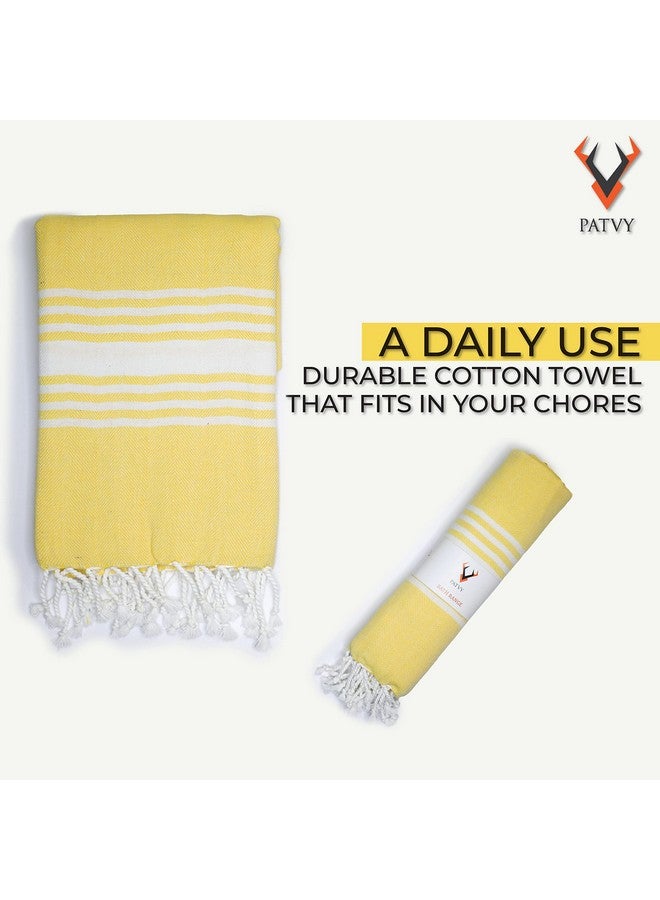 PATVY Cotton Bath Towel (Pack Of 1, Yellow), 152.4 Centimeters, 75 Centimeters, 90 TC - Image 4
