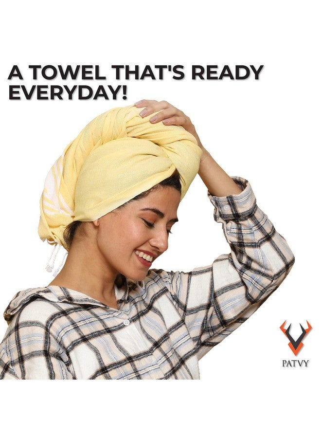 PATVY Cotton Bath Towel (Pack Of 1, Yellow), 152.4 Centimeters, 75 Centimeters, 90 TC - Image 5