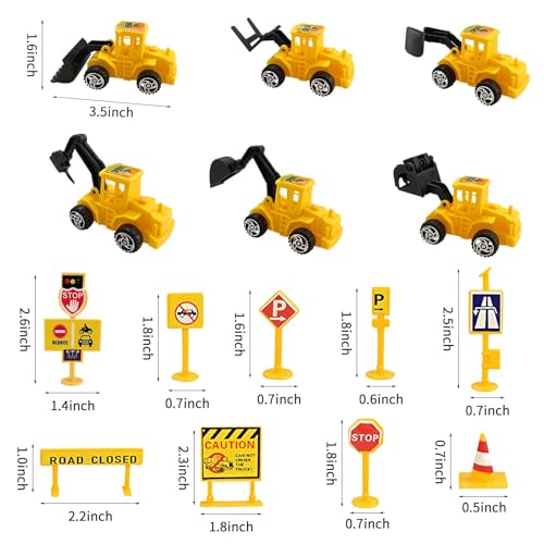 LEFUBABY 27 PCS Mini Construction Vehicles Cake Decoration Set Truck Road Sign Cake Toppers Construction Birthday Party Supplies - Image 5
