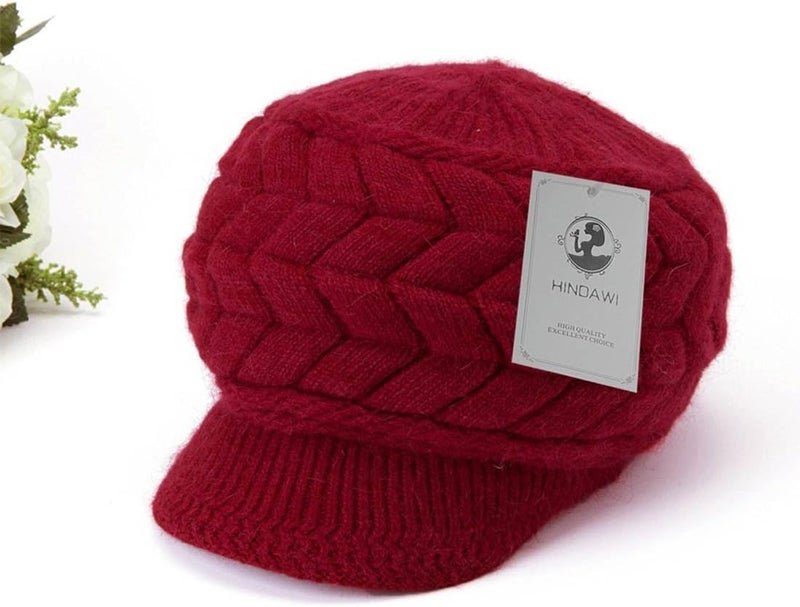 HINDAWI Women Winter Warm Knit Hat Wool Snow Ski Caps with Visor - Image 5