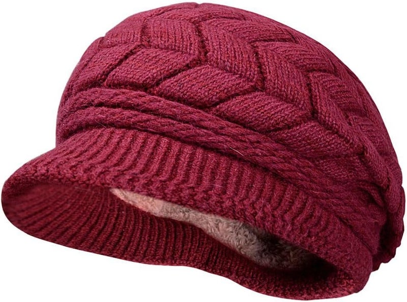 HINDAWI Women Winter Warm Knit Hat Wool Snow Ski Caps with Visor - Image 2