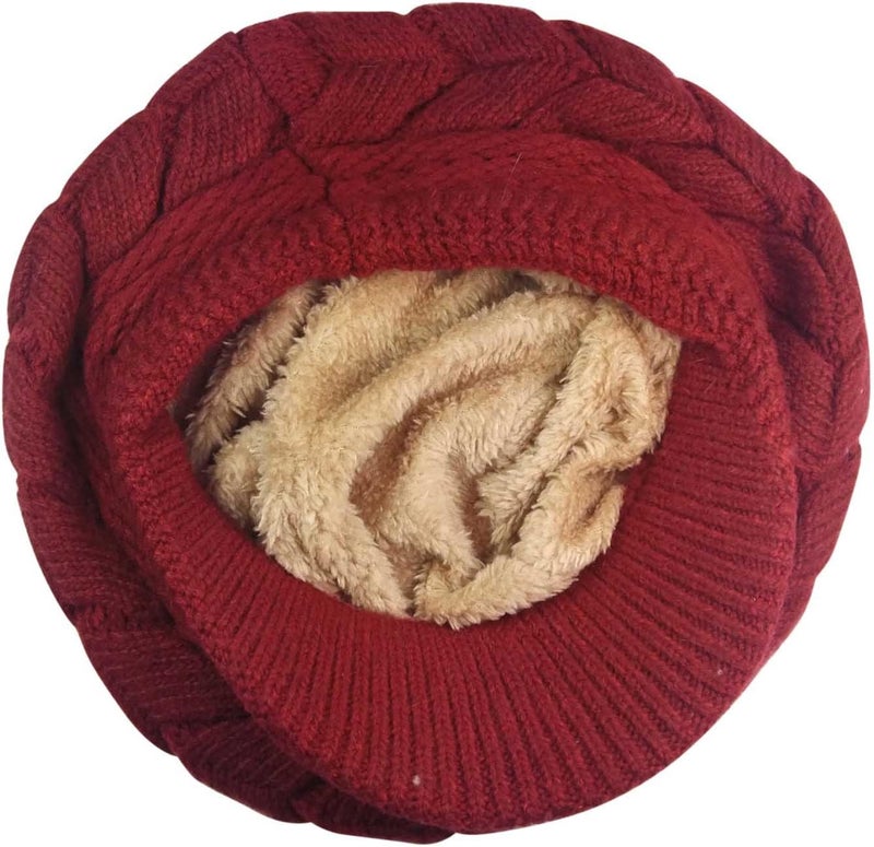 HINDAWI Women Winter Warm Knit Hat Wool Snow Ski Caps with Visor - Image 4