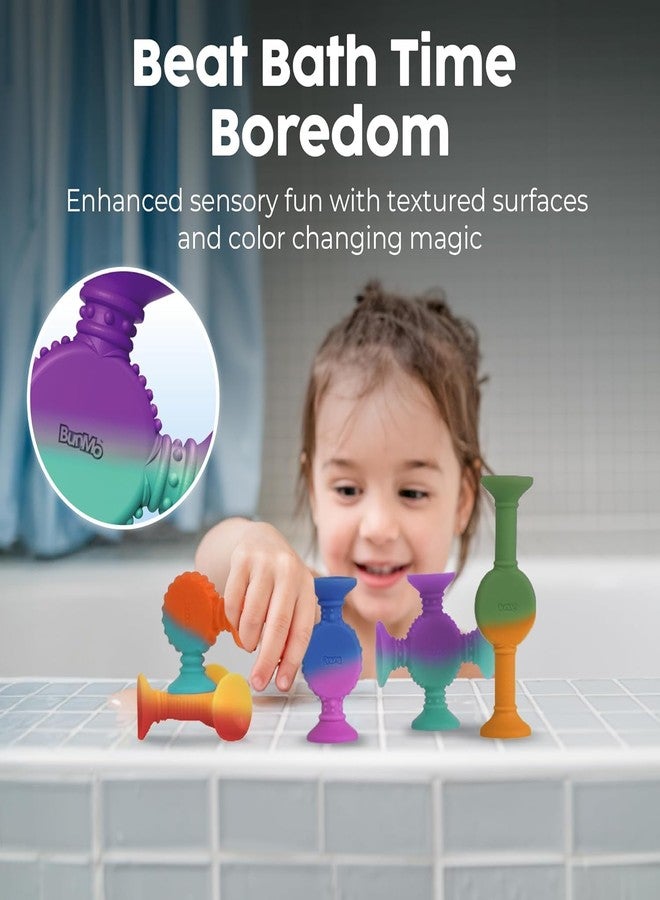 BUNMO Bath Toys Suction - Connect, Build, Create - Toddler Bath Toys - Hours of Fun & Creativity - Fine Motor Skills - Stimulating Sensory Toys - Non-Mouthable Toy 3+ - Color Changing 10 Pack - Image 3