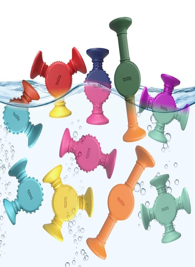 BUNMO Bath Toys Suction - Connect, Build, Create - Toddler Bath Toys - Hours of Fun & Creativity - Fine Motor Skills - Stimulating Sensory Toys - Non-Mouthable Toy 3+ - Color Changing 10 Pack - Image 1