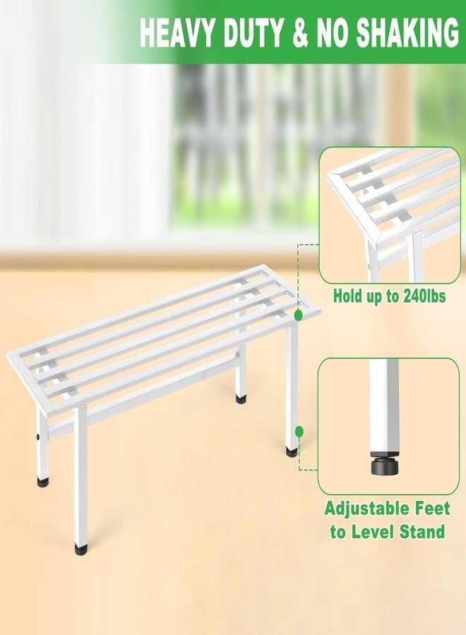 Dipion 2 Pack Metal Plant Stand Outdoor Plant Shelf Indoor,1 Tier Heavy Duty Plant Stands for Multiple Plants,26" L x 10.12" H x 8.75" W,White - Image 3