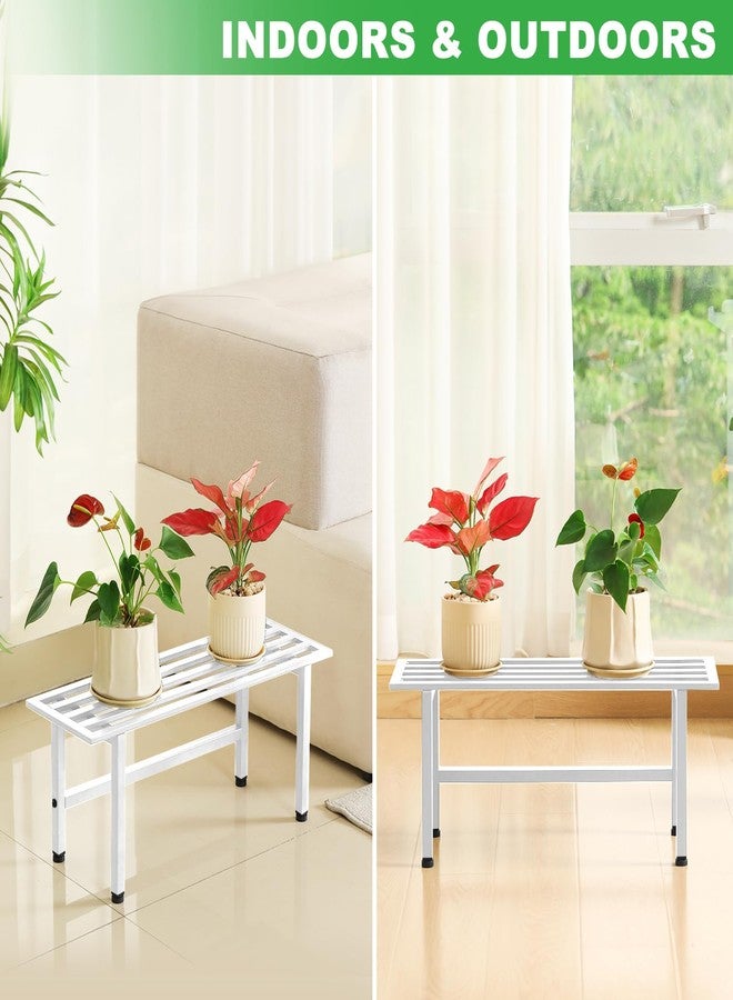 Dipion 2 Pack Metal Plant Stand Outdoor Plant Shelf Indoor,1 Tier Heavy Duty Plant Stands for Multiple Plants,26" L x 10.12" H x 8.75" W,White - Image 4