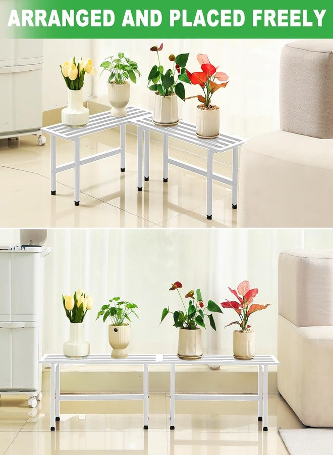 Dipion 2 Pack Metal Plant Stand Outdoor Plant Shelf Indoor,1 Tier Heavy Duty Plant Stands for Multiple Plants,26" L x 10.12" H x 8.75" W,White - Image 5