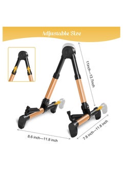 Adjustable Folding Guitar Stand Compatible with Electric Acoustic Ukulele and Bass Instruments Gold Finish