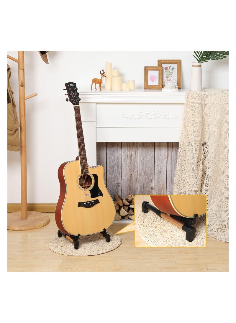 Generic - Adjustable Folding Guitar Stand Compatible with Electric Acoustic Ukulele and Bass Instruments Gold Finish - Image 1